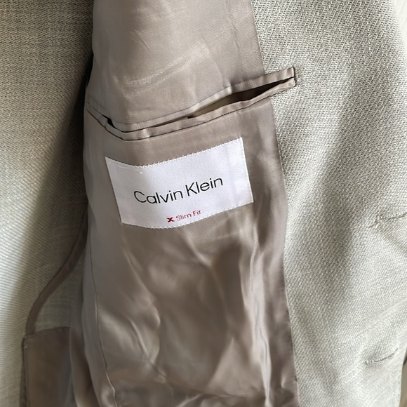 Calvin Klein Men's Slim Fit Mariano Blazer Sport Coat Suit Jacket White Grey 38R - Picture 7 of 8